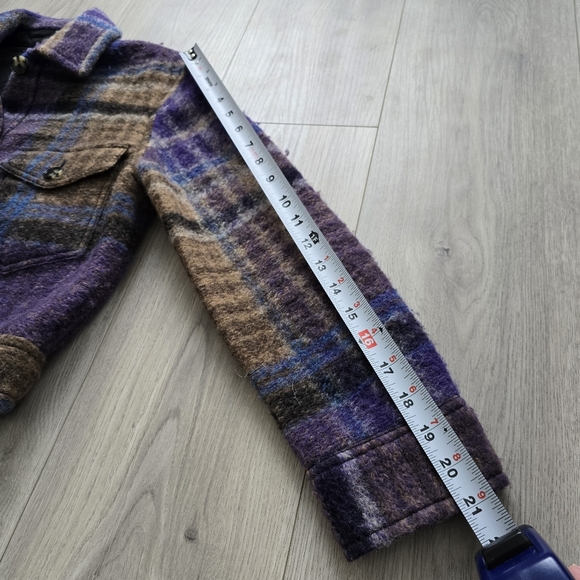 NWT Aritzia Wilfred Clarence Violet Purple Plaid Autumn Cropped Shirt Jacket - Picture 8 of 14
